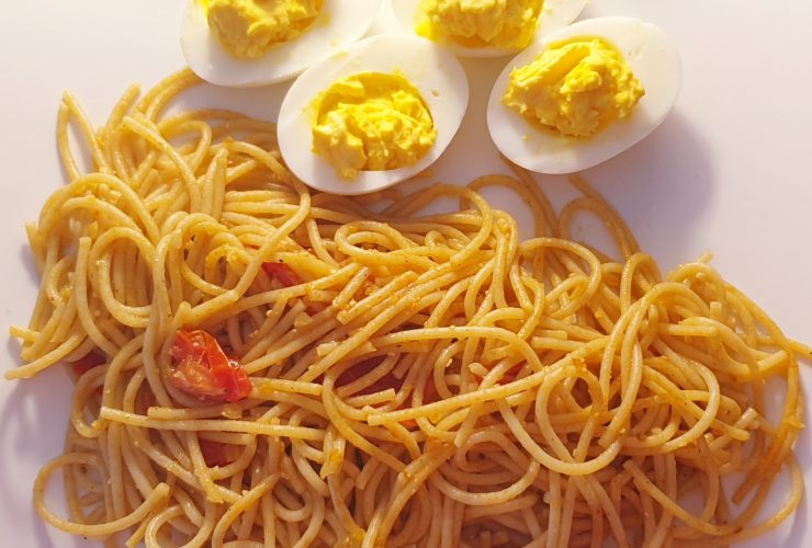 spaghettis oeuf mimosa