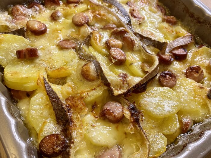 Gratin knacki fromage à raclette